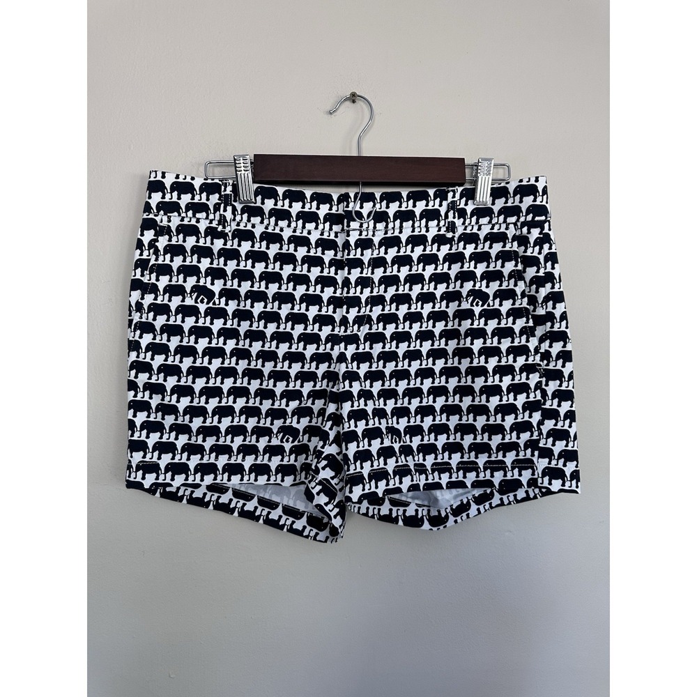 Banana Republic x Milly Size 8 Elephant Print Shorts Navy Blue White Preppy